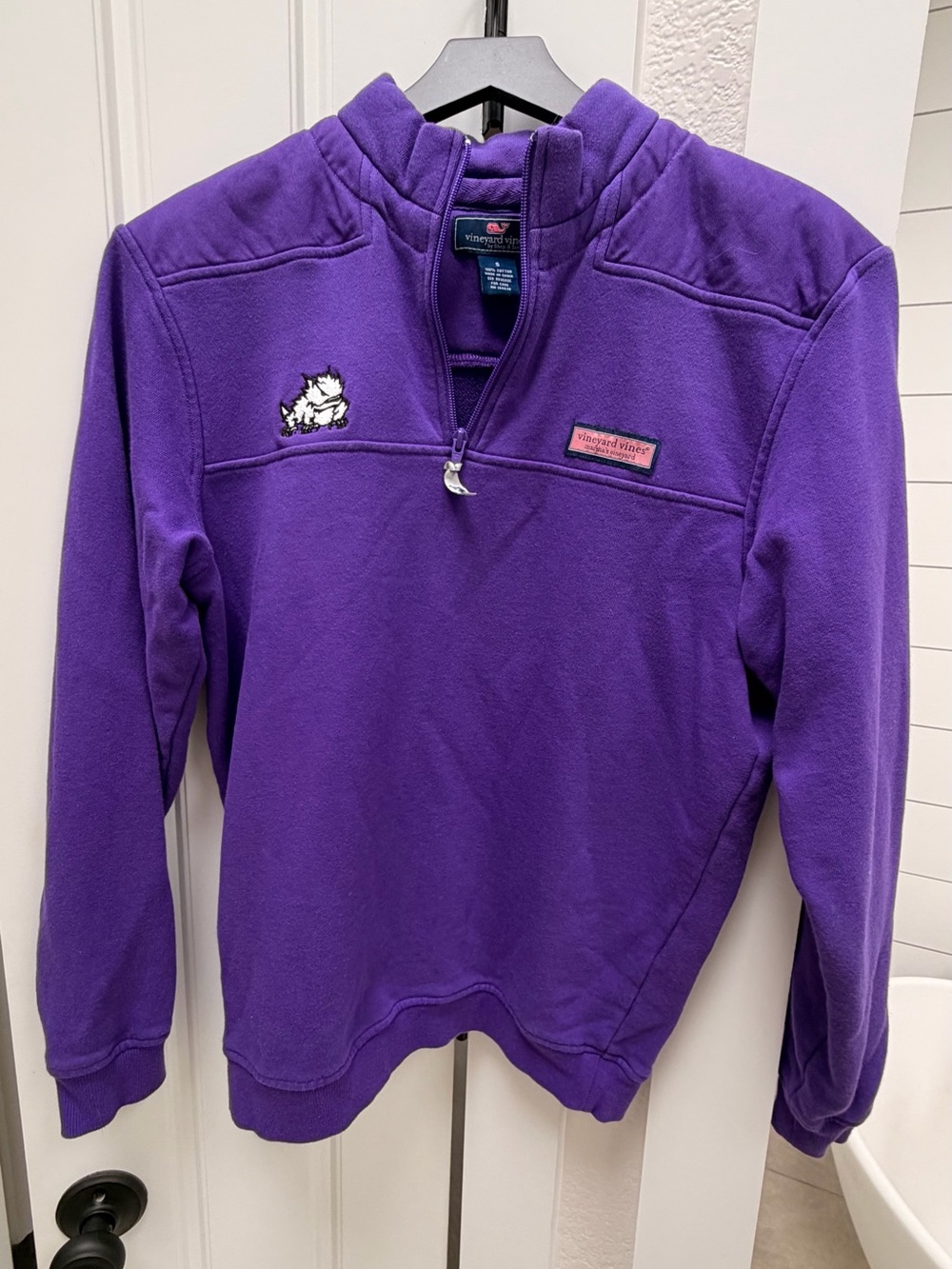 Vineyard Vines Men’s Purple V-Neck Quarter-Zip Sweater
